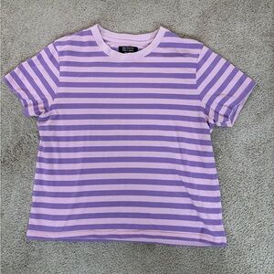 Brunette The Label Purple Striped Short Sleeve Tee